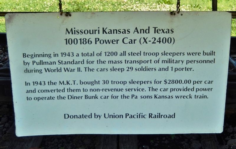 Missouri Kansas and Texas 100186 Power Car Marker image. Click for full size.