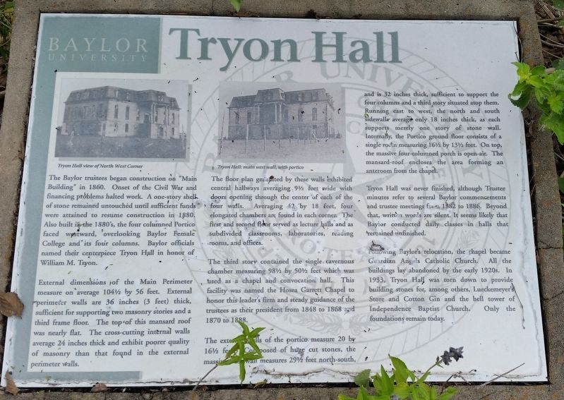 Tryon Hall Marker image. Click for full size.