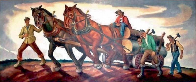 Pendleton Post Office "Loggers" Mural image. Click for full size.