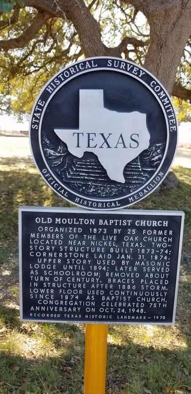 Old Moulton Baptist Church Marker image. Click for full size.
