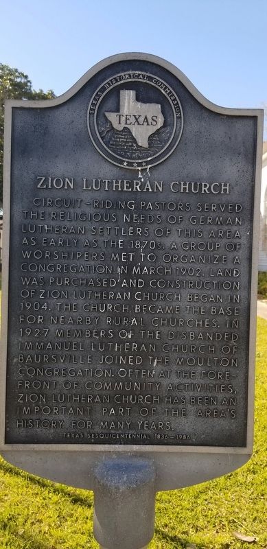 Zion Lutheran Church Marker image. Click for full size.