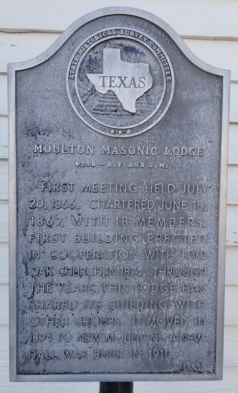 Moulton Masonic Lodge Marker. Click for full size. Moulton Masonic Lodge Marker image. Click for full size.