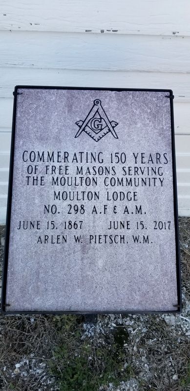 Second marker on the Moulton Masonic Lodge image. Click for full size.