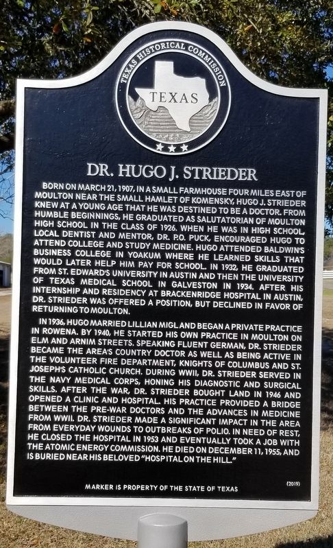 Dr. Hugo J. Strieder Marker image. Click for full size.