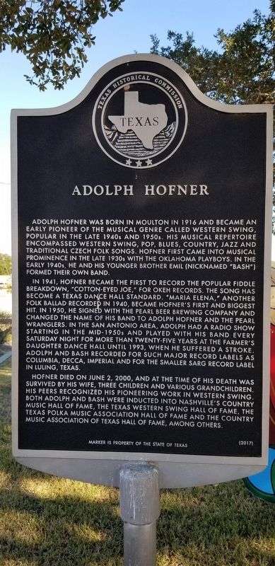 Adolph Hofner Marker image. Click for full size.