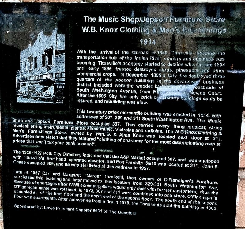 The Music Shop/Jepson Furniture Store W.B. Knox Clothing & Men�s Furnishings Marker image. Click for full size.