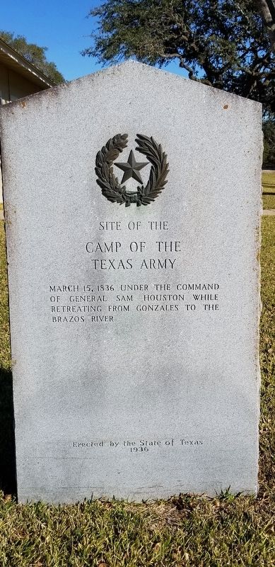Site of the Camp of the Texas Army Marker image. Click for full size.