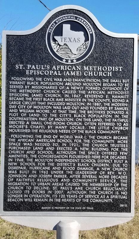 St. Paul's African Methodist Episcopal (AME) Church Marker image. Click for full size.