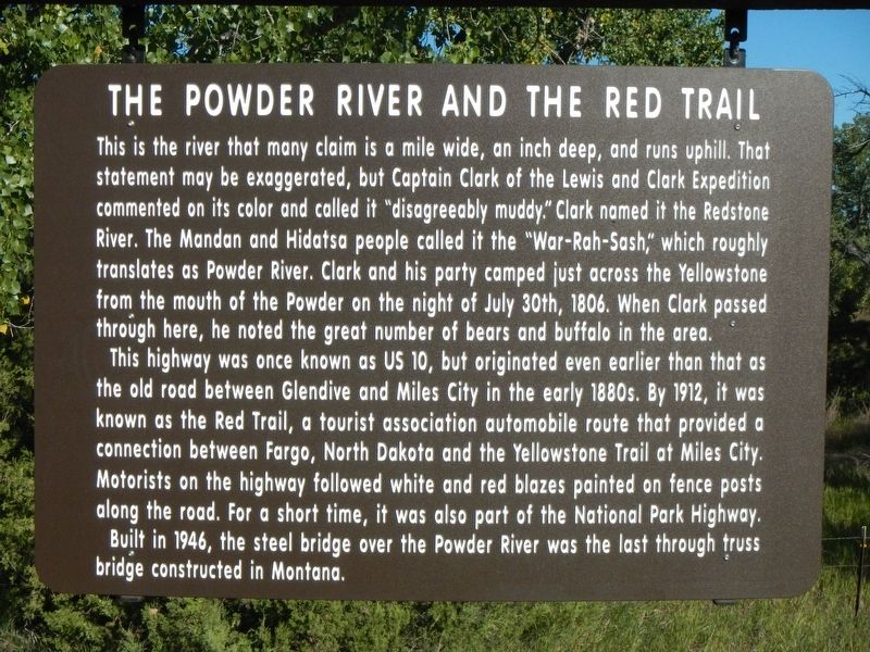 The Powder River and the Red Trail Marker image. Click for full size.