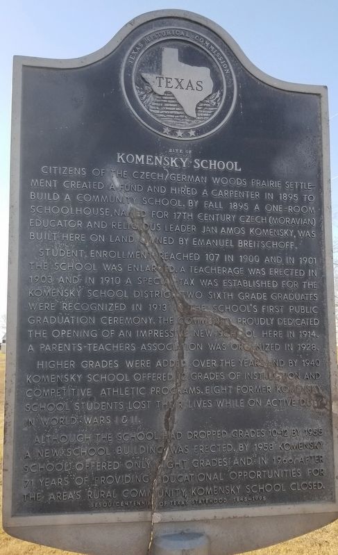 Site of Komensky School Marker. Click for full size. Site of Komensky School Marker image. Click for full size.
