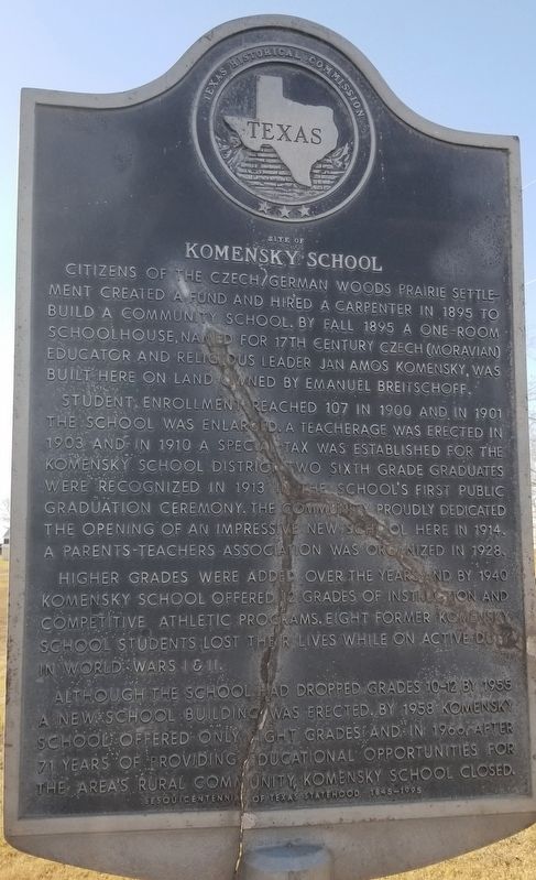 Site of Komensky School Marker image. Click for full size.