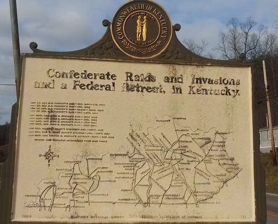 Skirmish Here / Confederate Raids and Invasions and a Federal Retreat, in Kentucky Marker. Click for full size. Skirmish Here / Confederate Raids and Invasions and a Federal Retreat, in Kentucky Marker image. Click for full size.