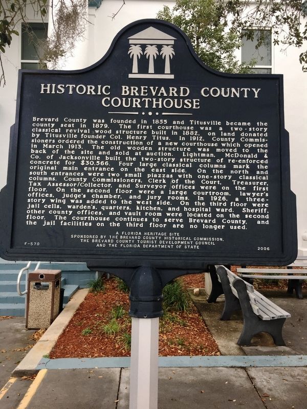 Historic Brevard County Courthouse Marker image. Click for full size.