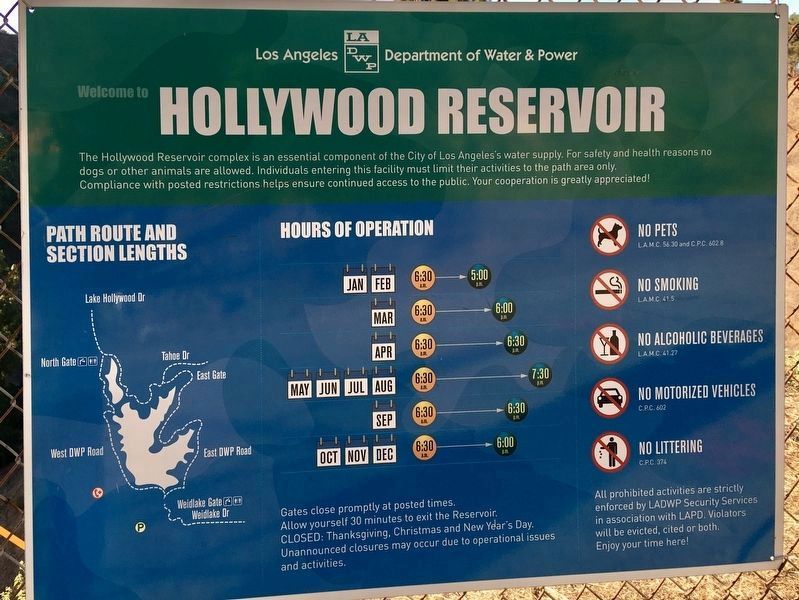 Hollywood Reservoir Sign. Click for full size. Hollywood Reservoir Sign image. Click for full size.