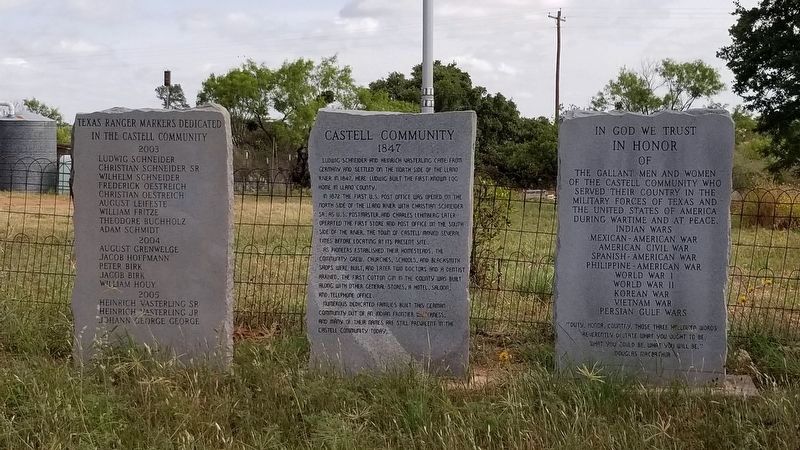 Castell Veterans Memorial is the marker on the right of the three markers image. Click for full size.