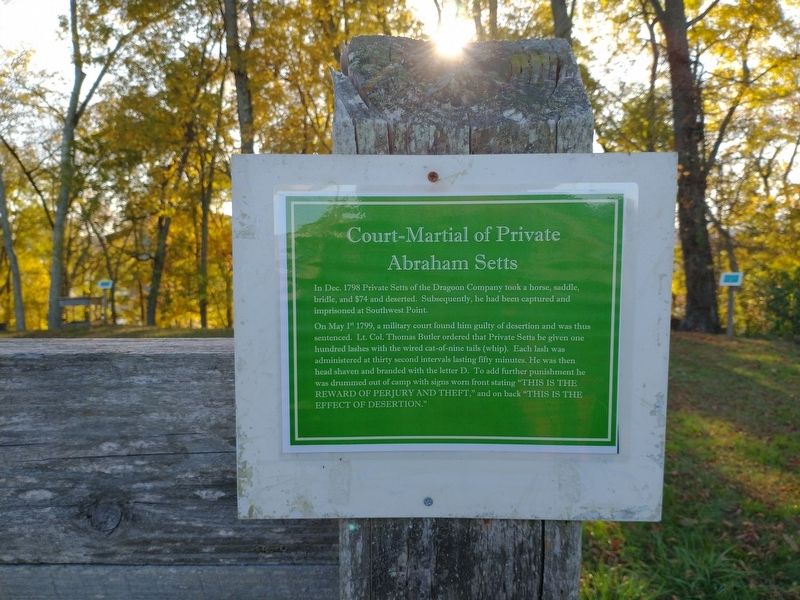Court Martial of Private Abraham Setts Marker. Click for full size. Court Martial of Private Abraham Setts Marker image. Click for full size.