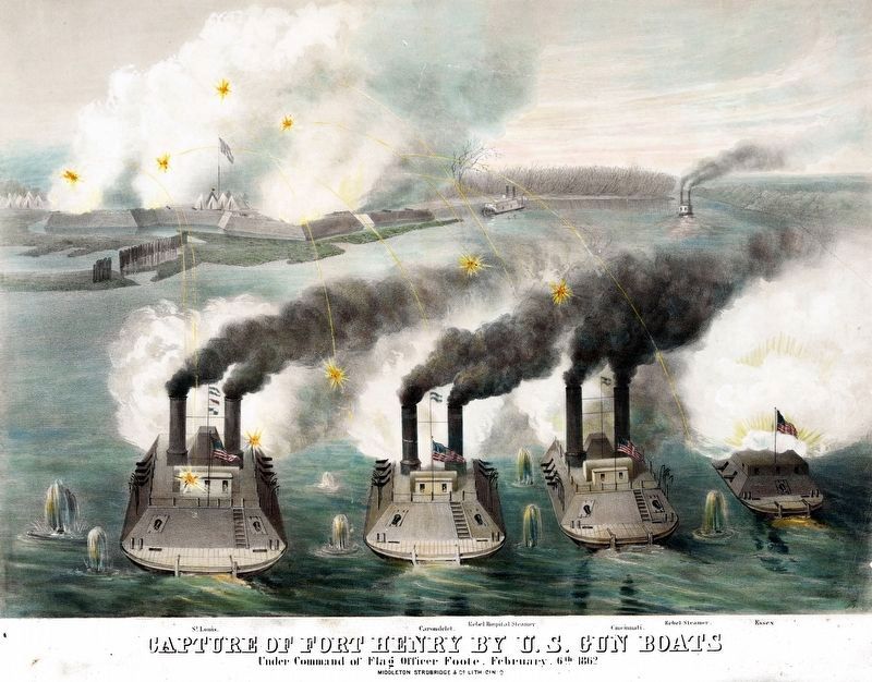 Capture of Fort Henry by U.S. Gun Boats under the Command of Flag Officer Foote, February 6th 1862 image. Click for full size.