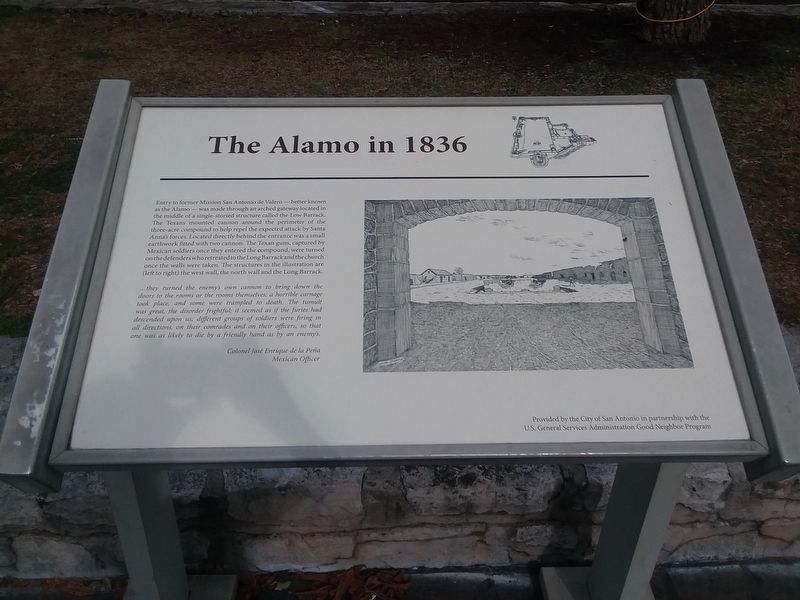 The Alamo in 1836 Marker. Click for full size. The Alamo in 1836 Marker image. Click for full size.