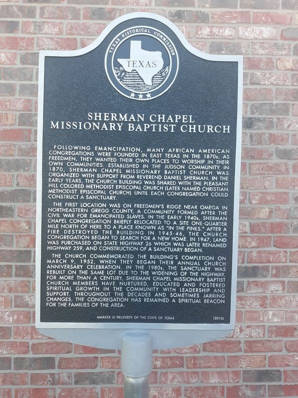 Sherman Chapel Missionary Baptist Church Marker image. Click for full size.