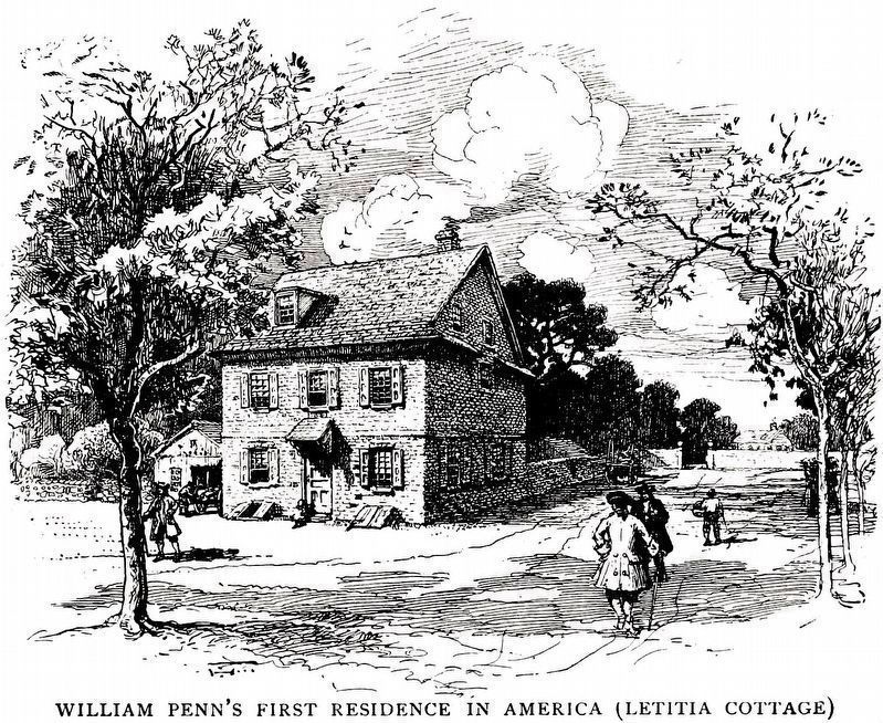 William Penn's first residence in America (Letitia Cottage).. Click for full size. William Penn's first residence in America (Letitia Cottage). image. Click for full size.