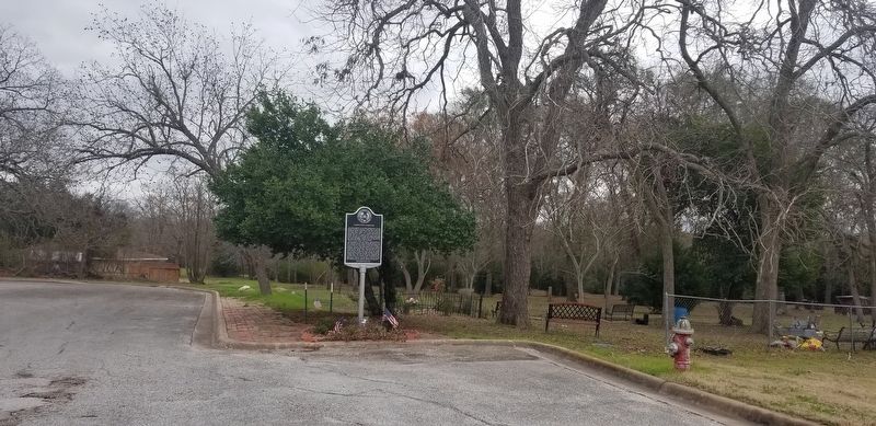 The view of the Camptown Cemetery and marker from the street image. Click for full size.