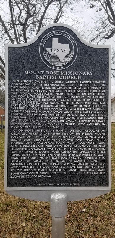 Mount Rose Missionary Baptist Church Marker image. Click for full size.