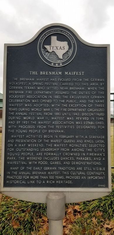 The Brenham Maifest Marker. Click for full size. The Brenham Maifest Marker image. Click for full size.
