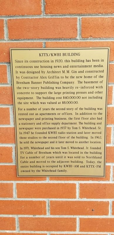 KTTX/KWHI Building Marker image. Click for full size.