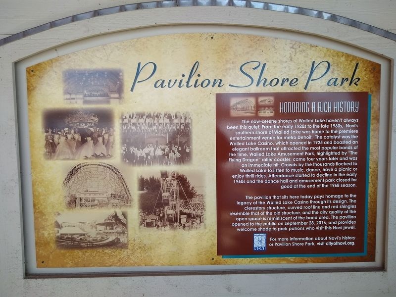 Pavilion Shore Park: Honoring a Rich History Marker. Click for full size. Pavilion Shore Park: Honoring a Rich History Marker image. Click for full size.