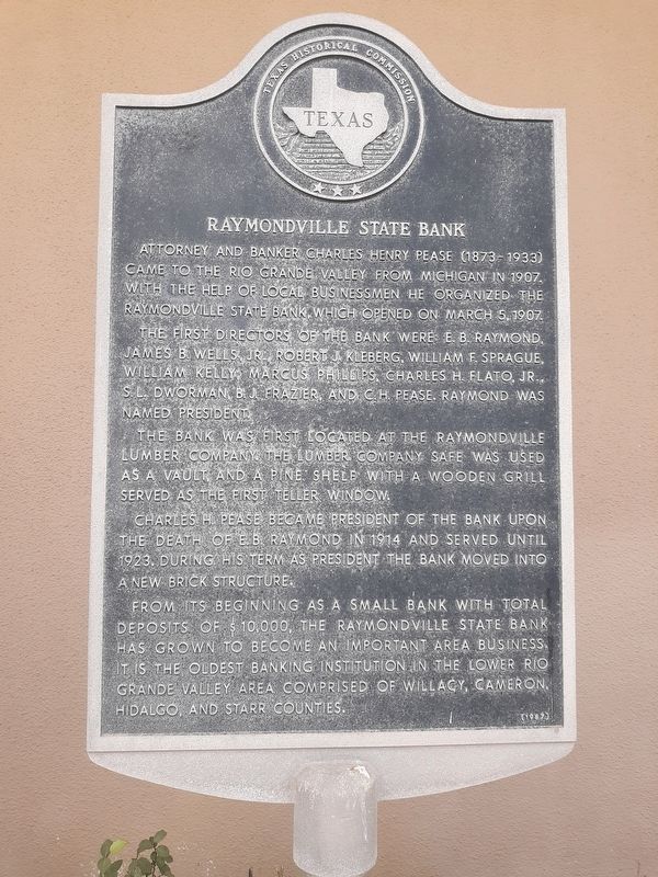 Raymondville State Bank Marker image. Click for full size.