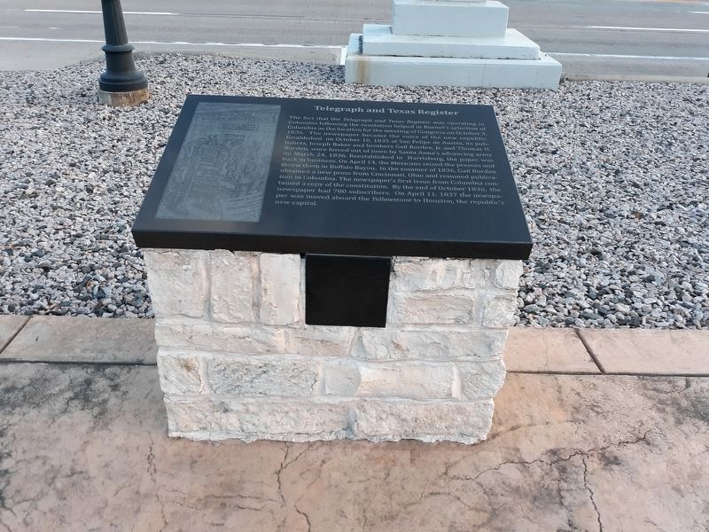 Telegraph and Texas Register Marker. Click for full size. Telegraph and Texas Register Marker image. Click for full size.