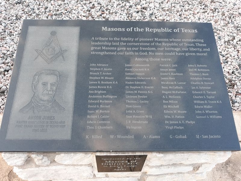 Masons of the Republic of Texas Marker image. Click for full size.