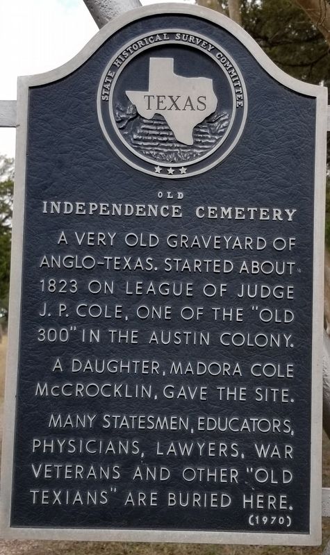 Old Independence Cemetery Marker. Click for full size. Old Independence Cemetery Marker image. Click for full size.