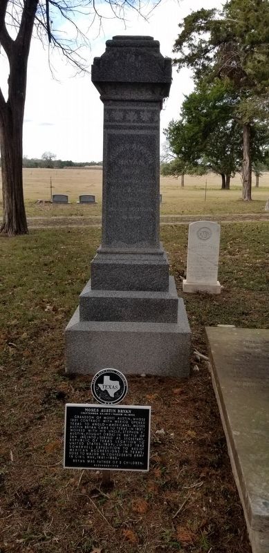Moses Austin Bryan's Tombstone and Marker image. Click for full size.