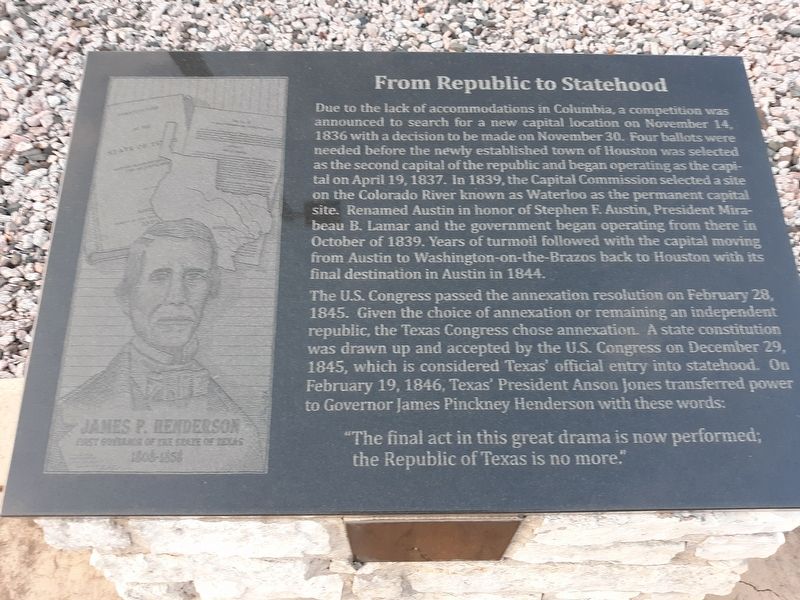 From Republic to Statehood Marker. Click for full size. From Republic to Statehood Marker image. Click for full size.