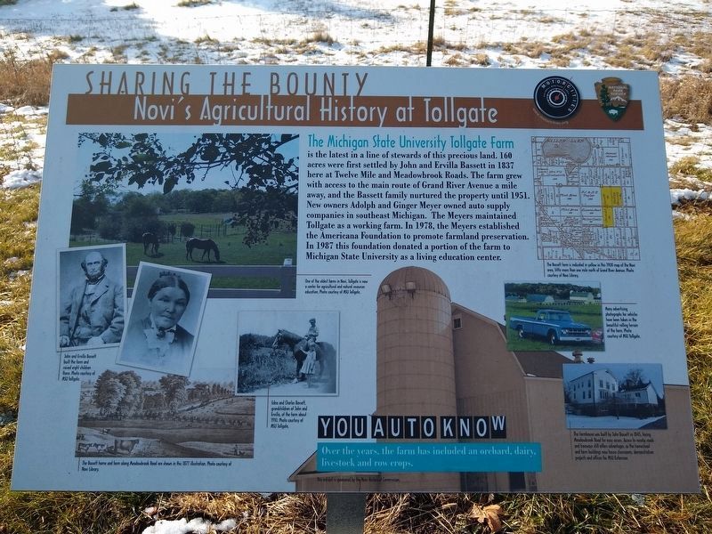 Sharing the Bounty: Novi's Agricultural History at Tollgate Marker image. Click for full size.