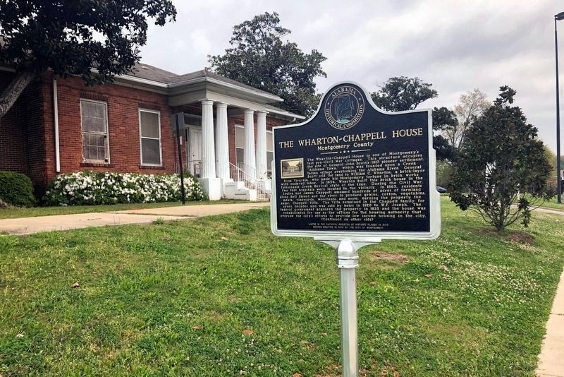 The Wharton-Chappell House marker from by the Alabama Historical Commission image. Click for full size.