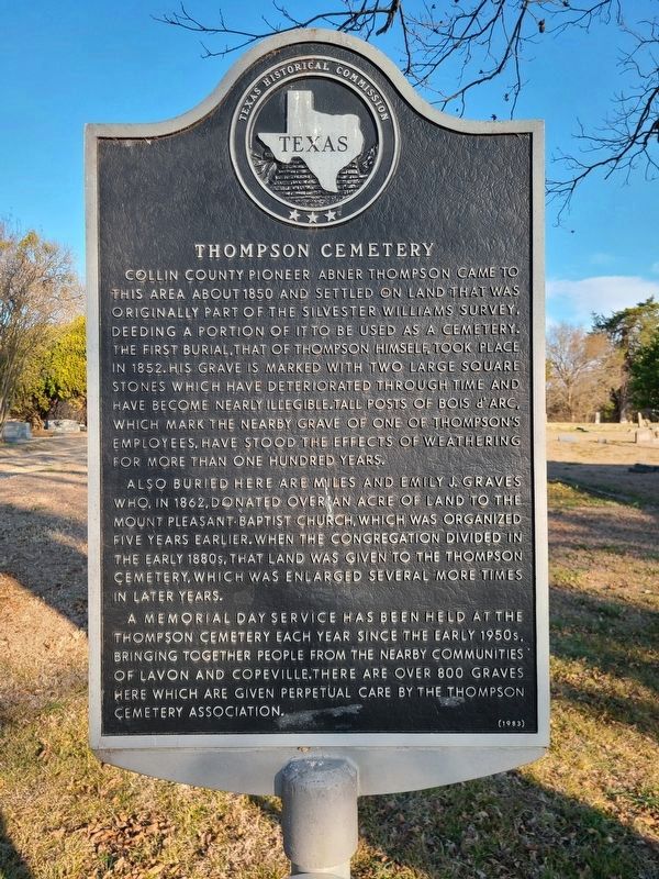 Thompson Cemetery Marker image. Click for full size.