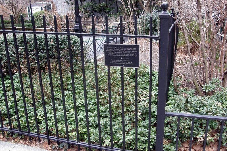 The Tudor City Historic District plaque at North Park image. Click for full size.