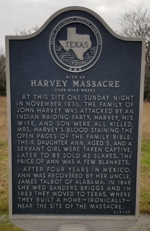 Site of Harvey Massacre Marker. Click for full size. Site of Harvey Massacre Marker image. Click for full size.