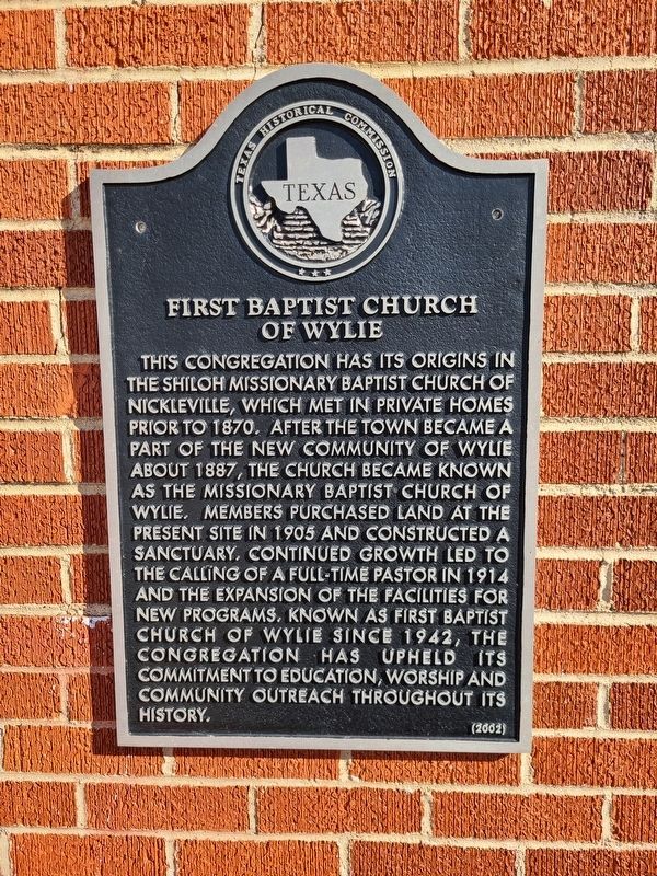 First Baptist Church of Wylie Marker image. Click for full size.