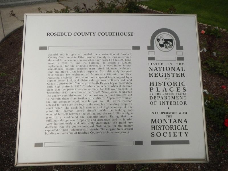 Rosebud County Courthouse Marker image. Click for full size.