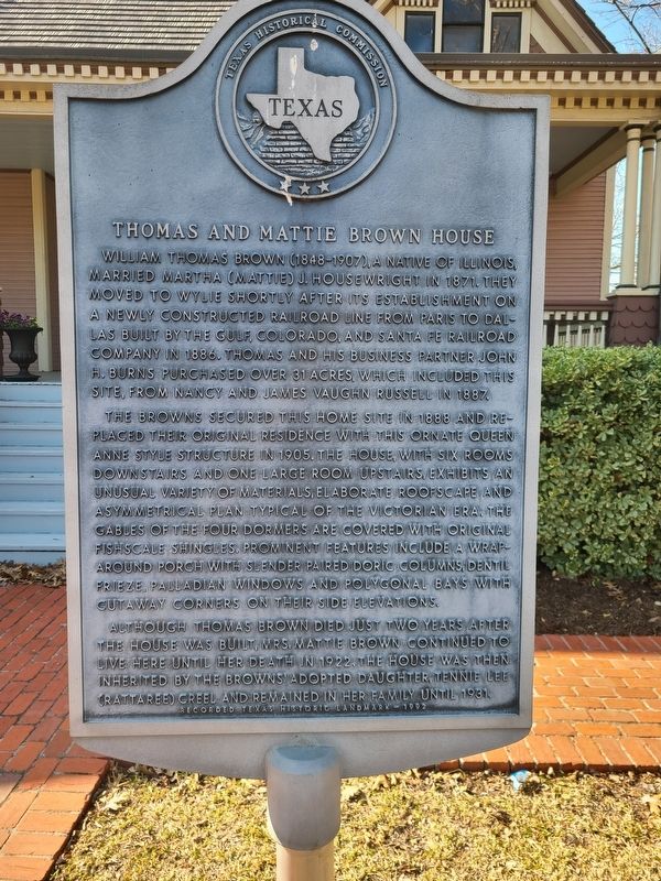 Thomas and Mattie Brown House Marker image. Click for full size.