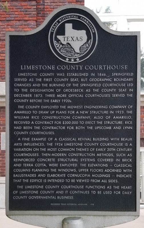 Limestone County Courthouse Marker image. Click for full size.