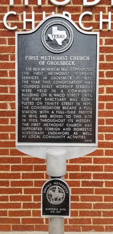 First Methodist Church of Groesbeck Marker image. Click for full size.