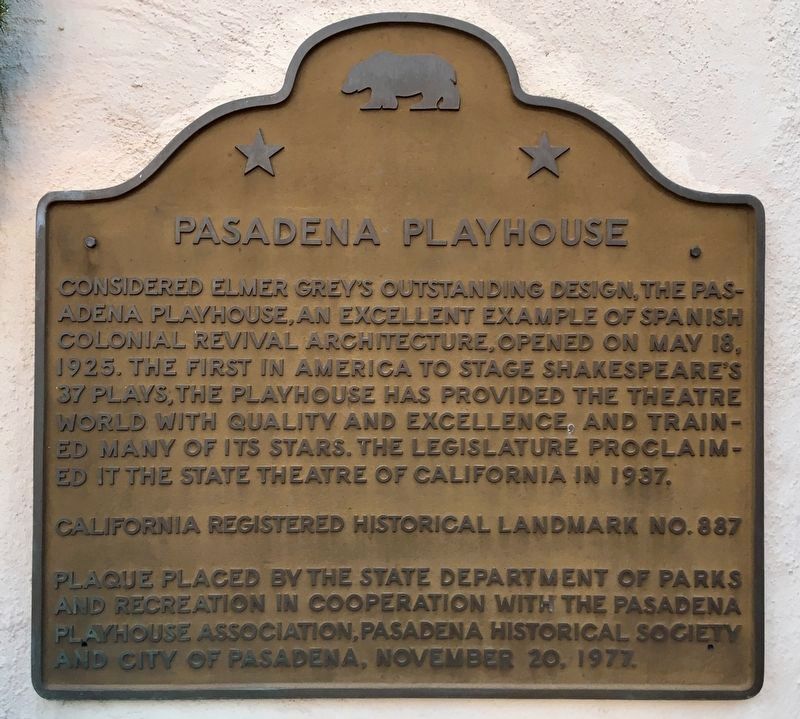 Pasadena Playhouse Marker image. Click for full size.