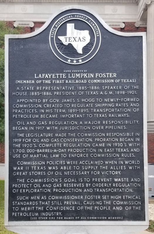 Home County of Lafayette Lumpkin Foster Marker. Click for full size. Home County of Lafayette Lumpkin Foster Marker image. Click for full size.