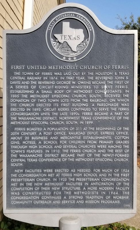 First United Methodist Church of Ferris Marker. Click for full size. First United Methodist Church of Ferris Marker image. Click for full size.