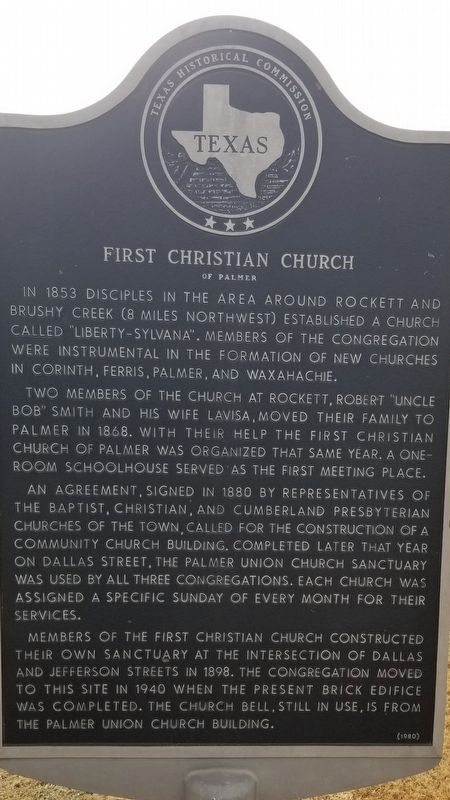 First Christian Church of Palmer Marker. Click for full size. First Christian Church of Palmer Marker image. Click for full size.