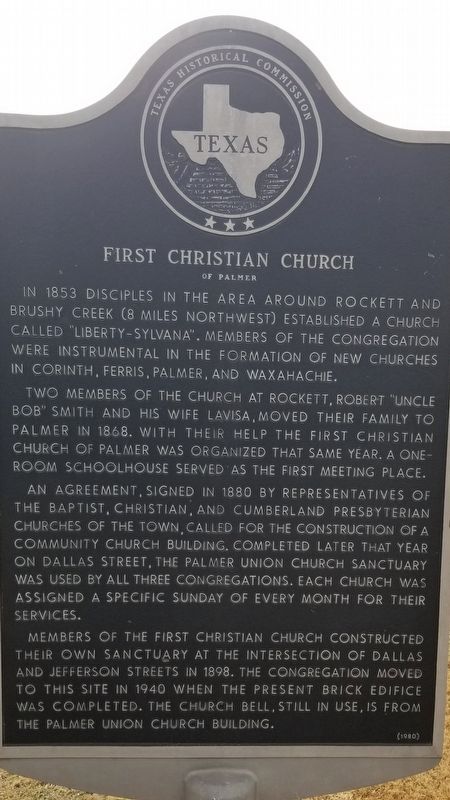 First Christian Church of Palmer Marker image. Click for full size.